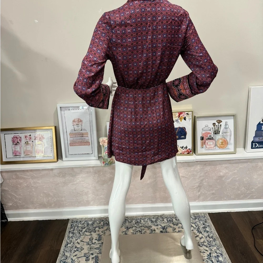 NWOT Free People "Silky Rillo" Shirtdress in Blackberry Tapestry Print - Size XS - Picture 7 of 9